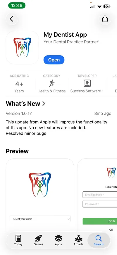MyDentist App listing page on the Apple App Store