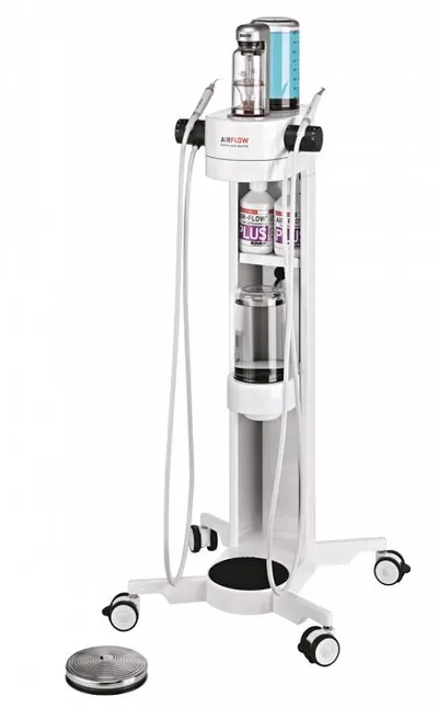 Example of an air-polishing hygiene unit with its handpiece