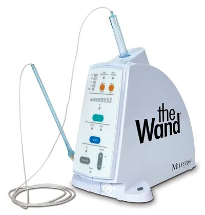 Example of a computer-controlled anaesthetic unit with a pen-style handpiece