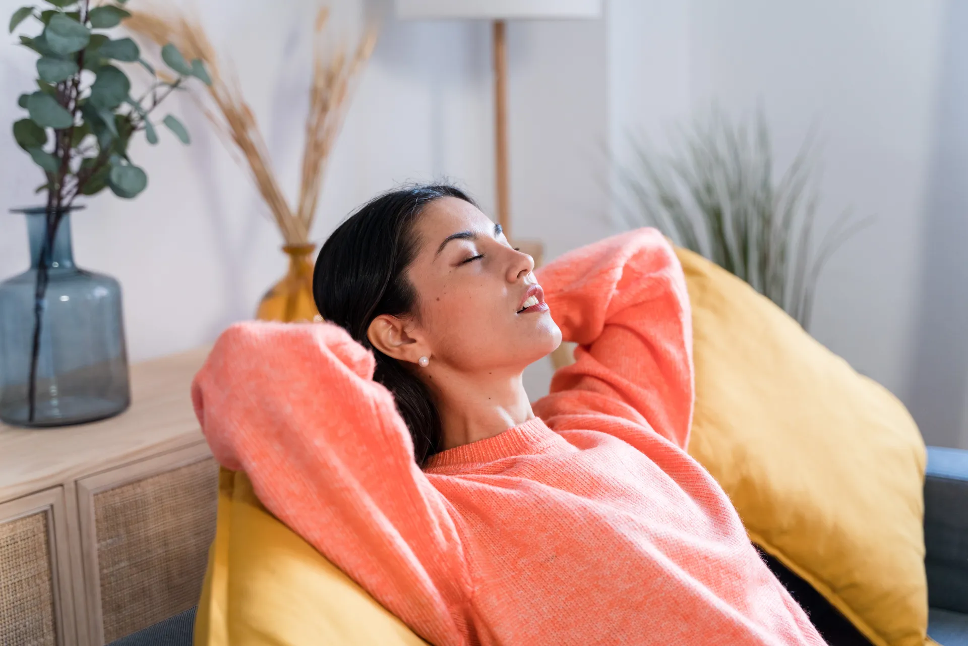Woman resting calmly with her eyes closed