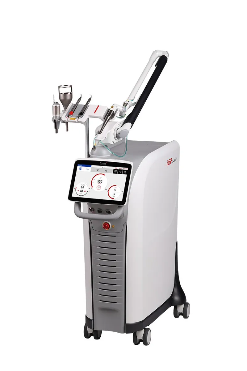 A dental laser unit on a wheeled stand